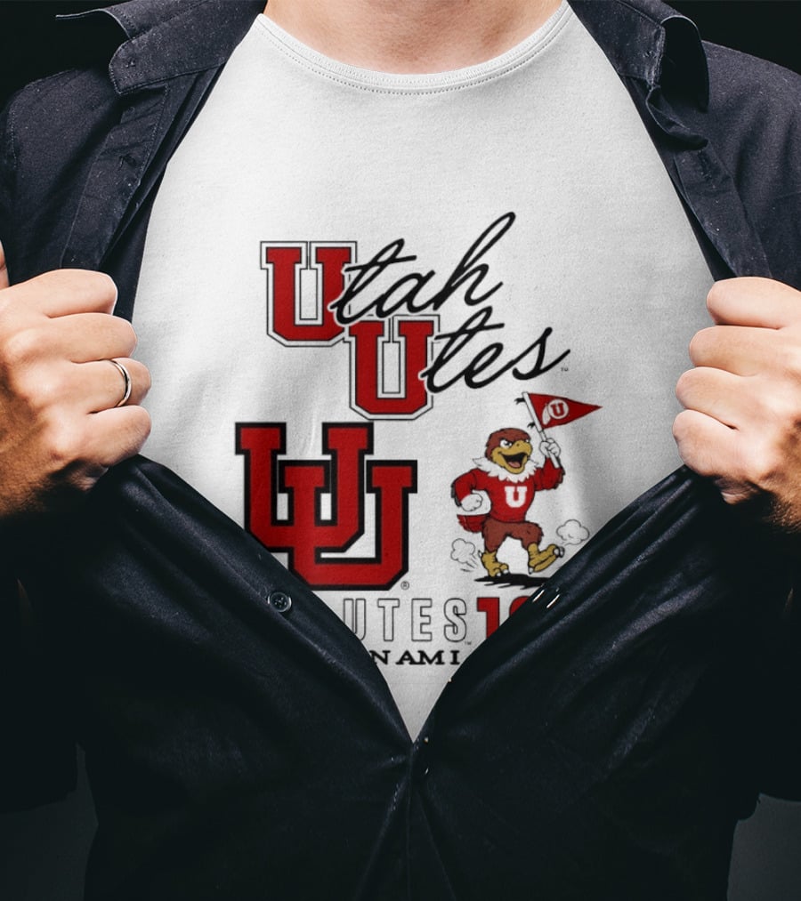 Utah Utes The Utes Utah Man Am I 1850 UU Holding Flag T-Shirt