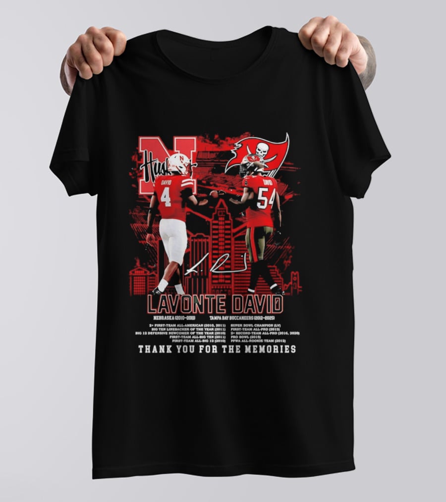 Lavonte David Nebraska Huskers Tampa Bay Buccaneers Thank You For The Memories T-Shirt