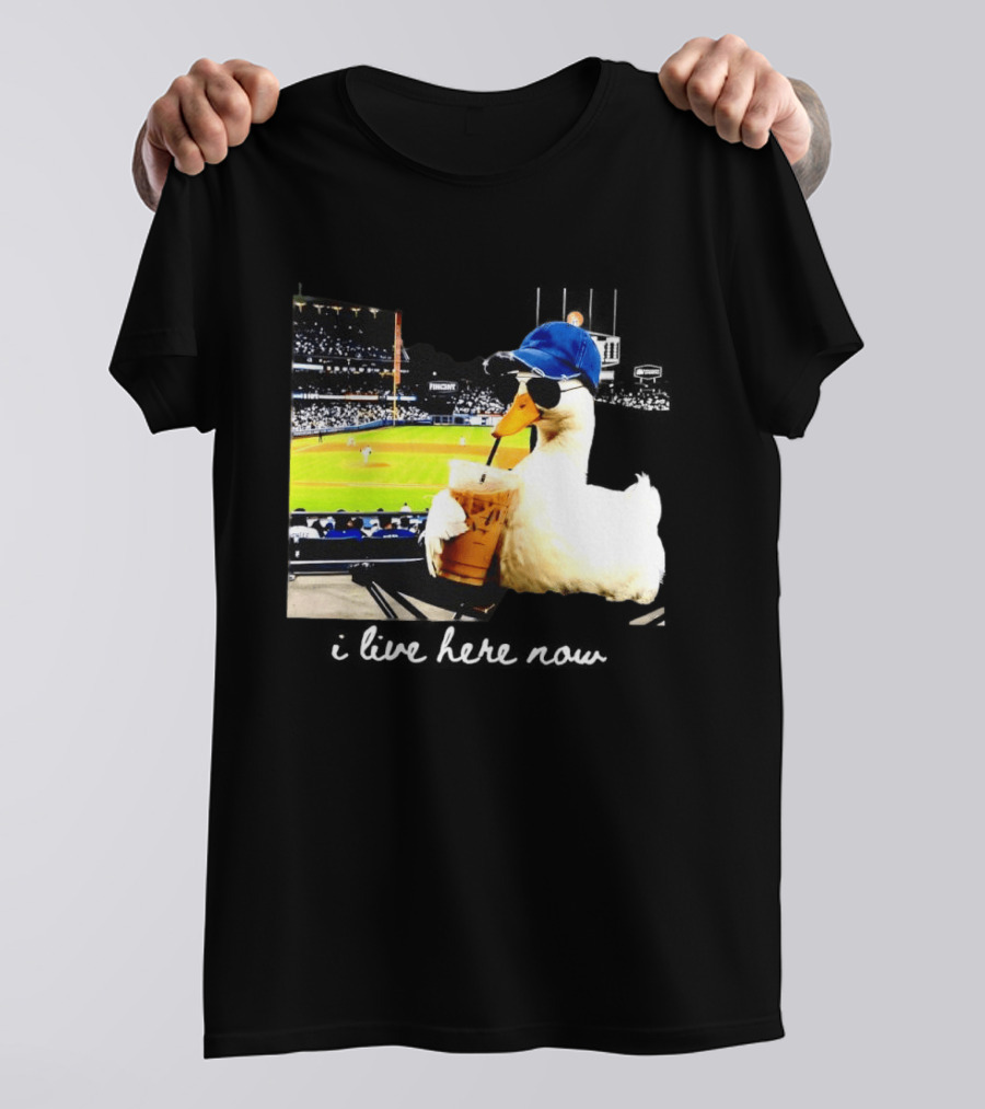 I Live Here Now Goose Ballfield Travel Baseball Softball Tournament T-Shirt
