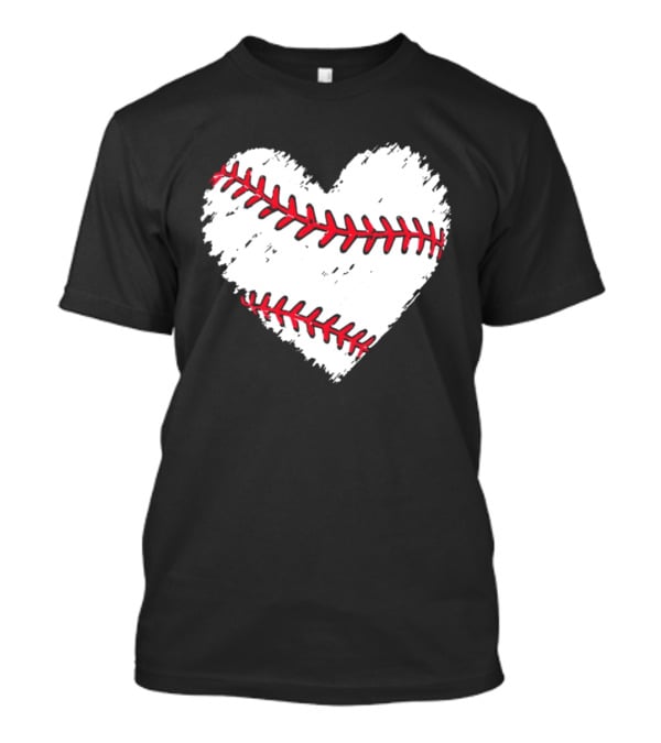 Heart Shaped Baseball Stitching Love Baseball T-Shirt