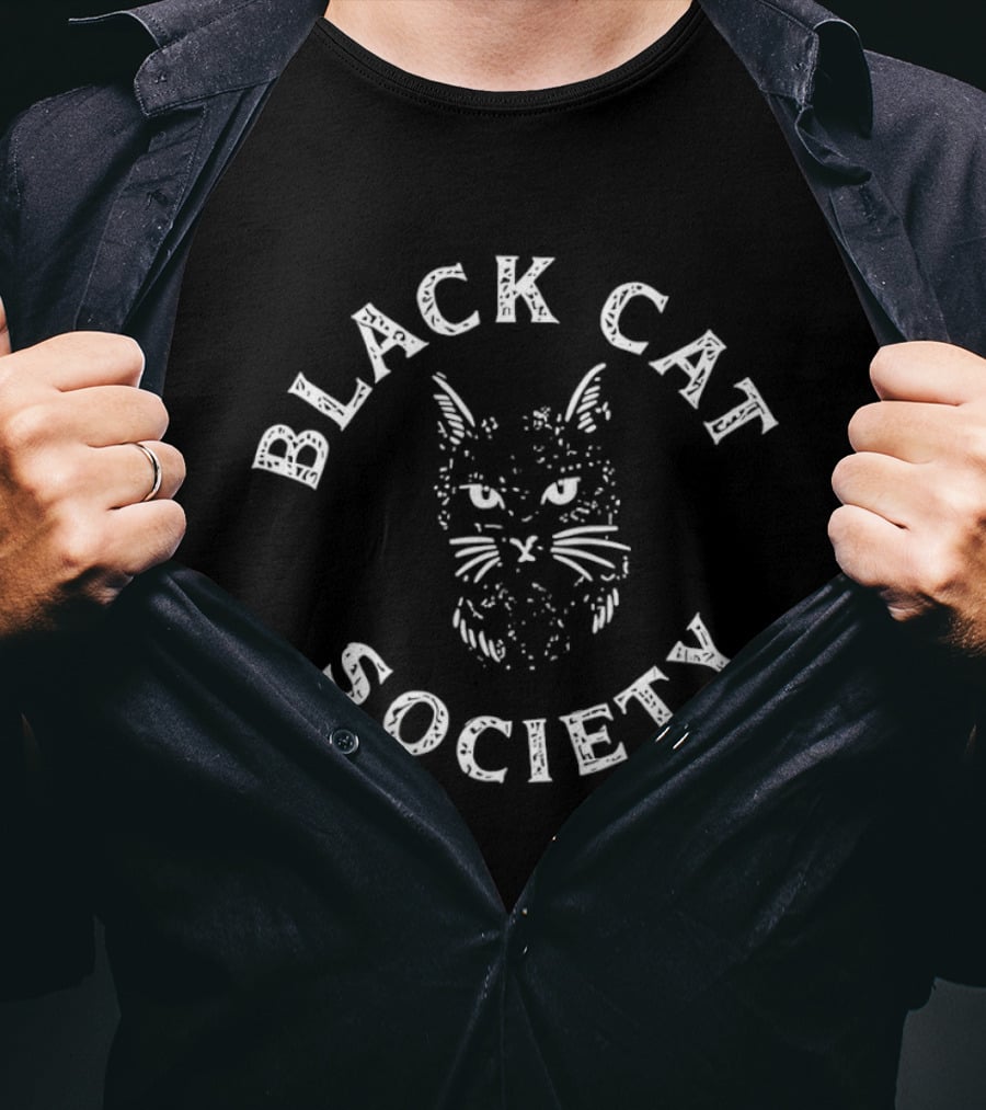 Black Cat Society Misunderstood Cat Face T-Shirt
