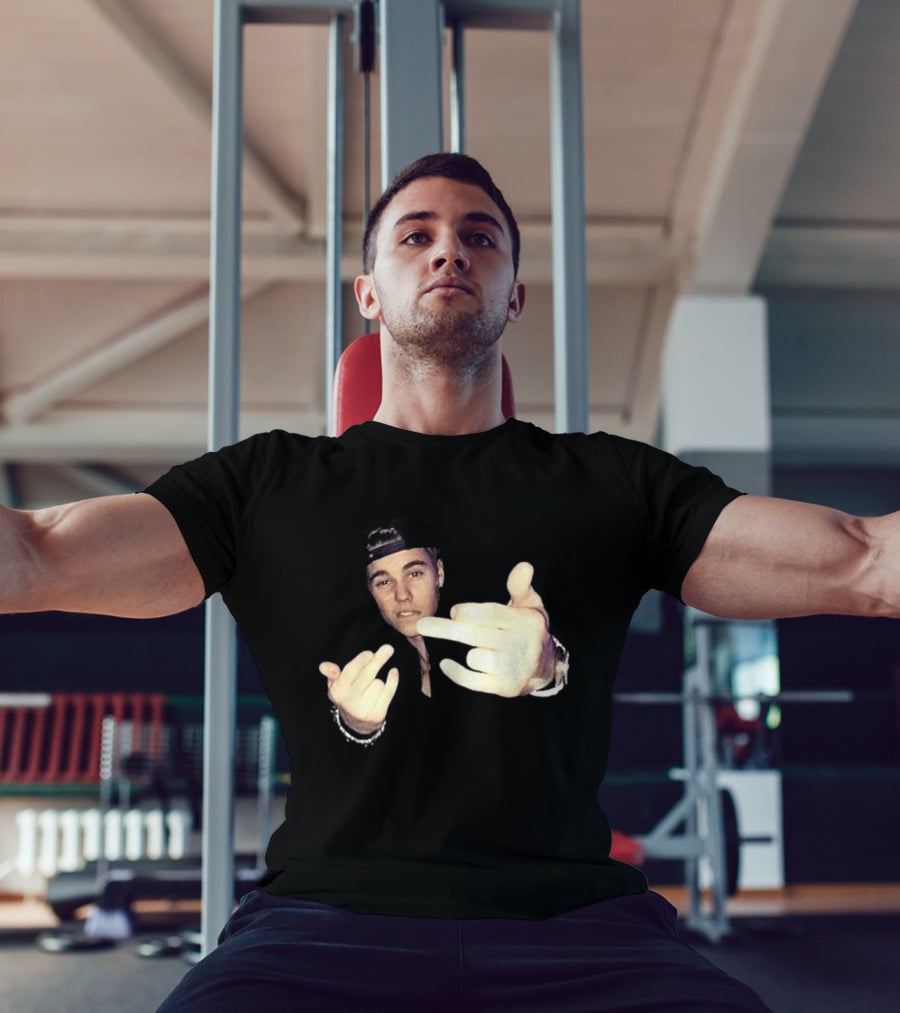 Justin Bieber Middle Finger Gesture Bold Expression T-Shirt