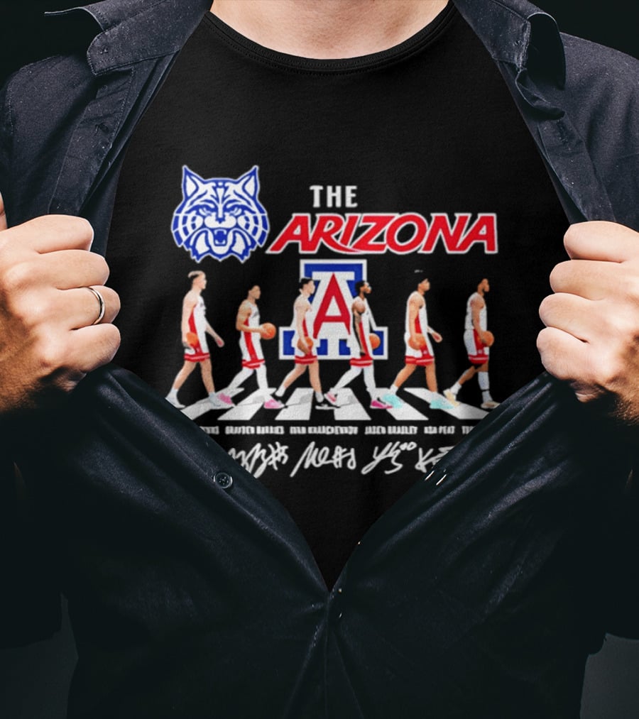 Arizona Wildcats Basketball Roster Abbey Road Walk Team T-Shirt