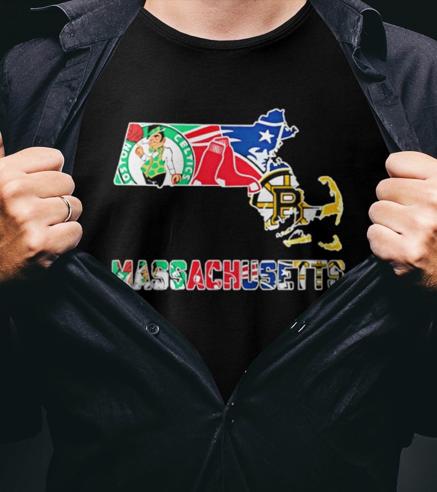 Boston Celtics Red Sox Massachusetts Sports Teams State Bruins T-Shirt