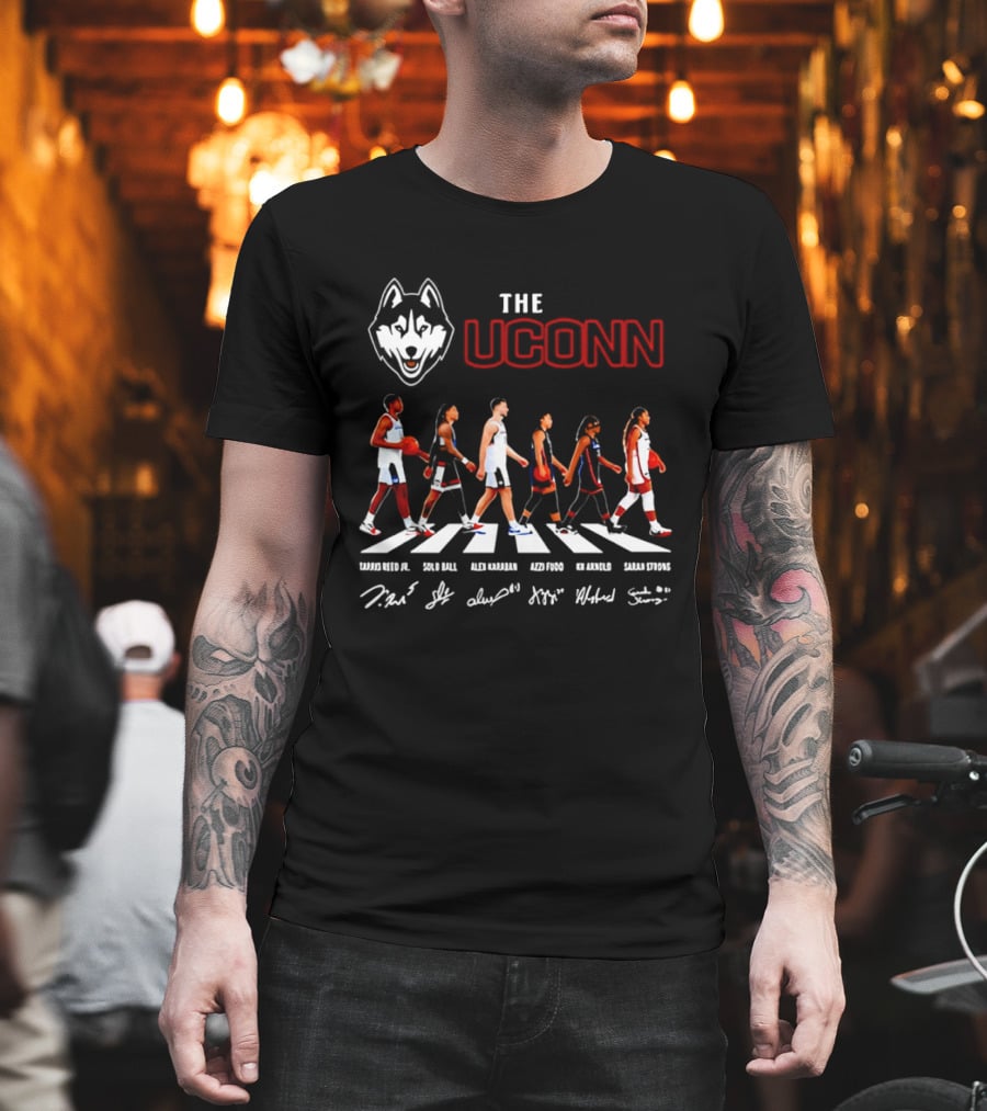 The UConn Huskies Men's And Women's Basketball Players Walking Abbey Road T-Shirt