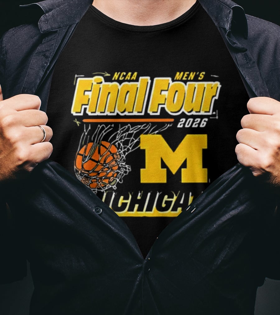 NCAA Men's Final Four 2023 Michigan Wolverines Basketball Swish T-Shirt