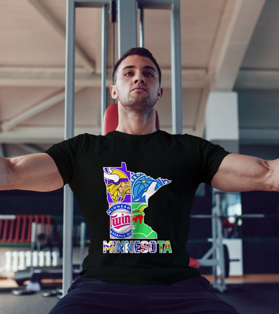 Minnesota Sports Teams Vikings Twins Wild Timberwolves Mashup T-Shirt