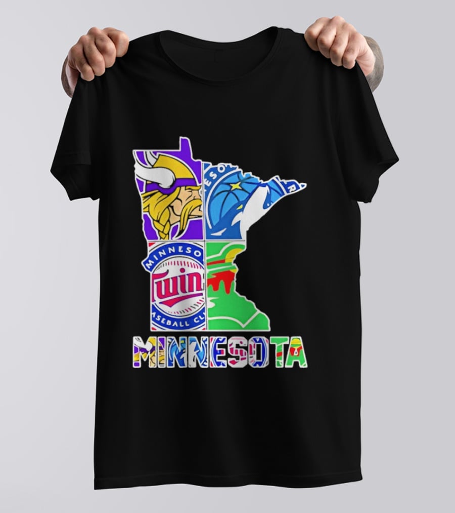 Minnesota Sports Teams Vikings Twins Wild Timberwolves Mashup T-Shirt