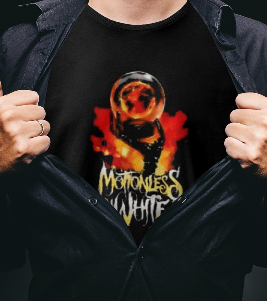 Motionless In White UK EU Tour 2026 Make Them Suffer Fiery Skull T-Shirt