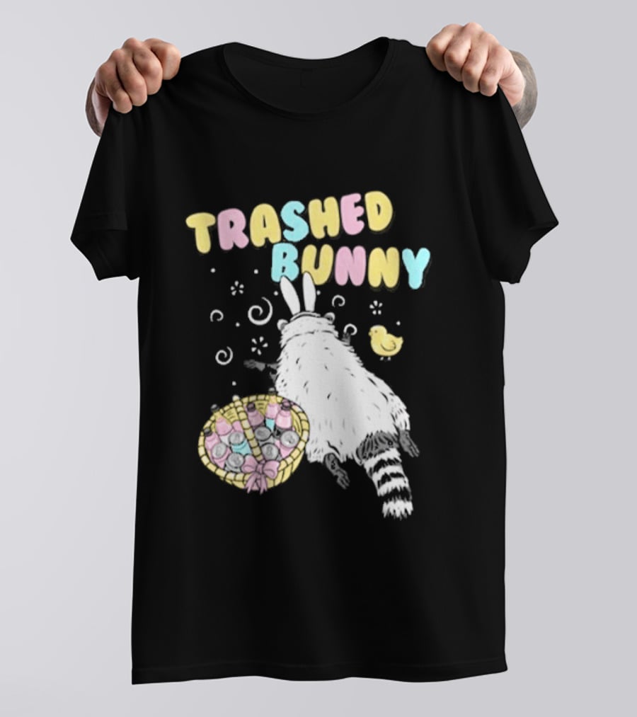 Trashed Bunny Raccoon Pastel Swirls Duck T-Shirt