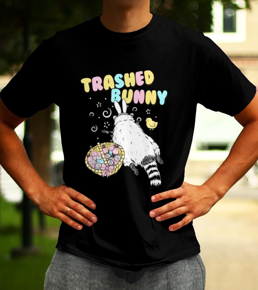 Trashed Bunny Raccoon Pastel Swirls Duck T-Shirt