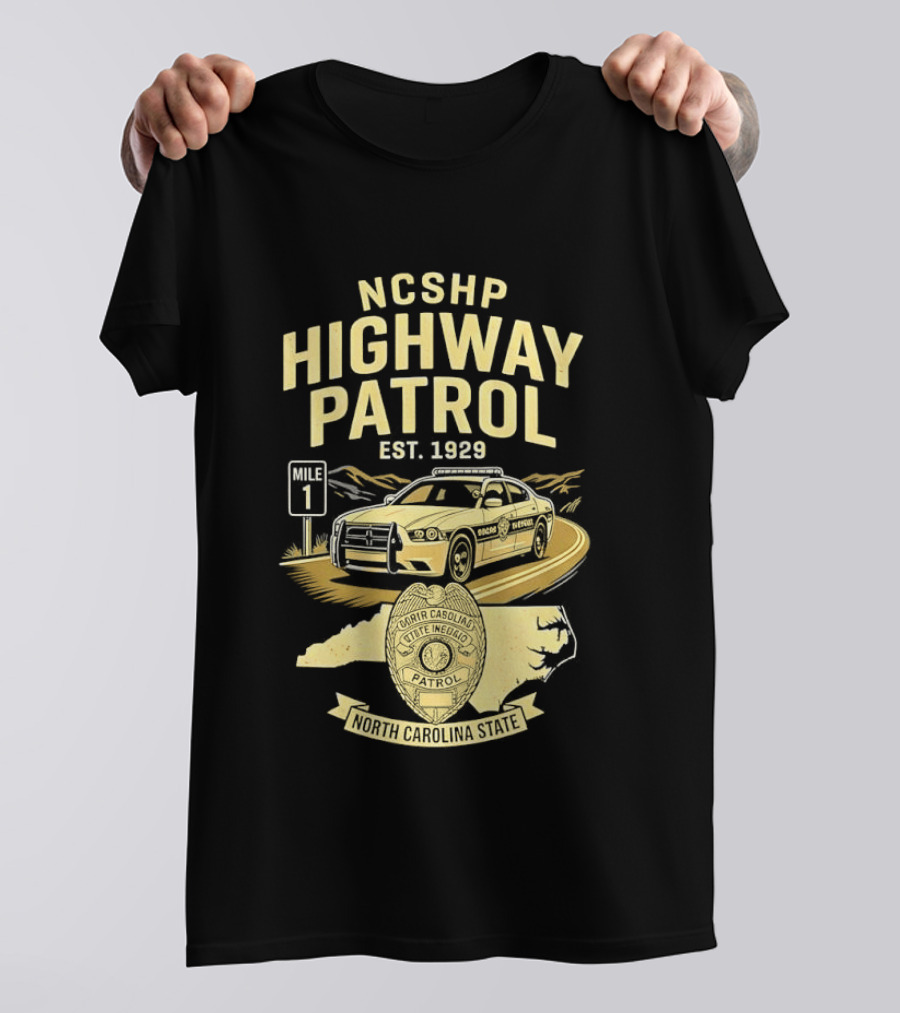 NCSHP Highway Patrol Est. 1929 Scenic Route Car T-Shirt