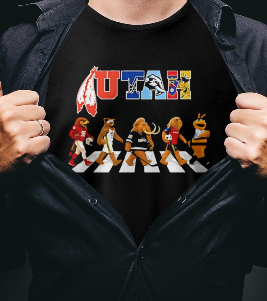 Utah Sports Teams Mascots Abbey Road Crossing T-Shirt