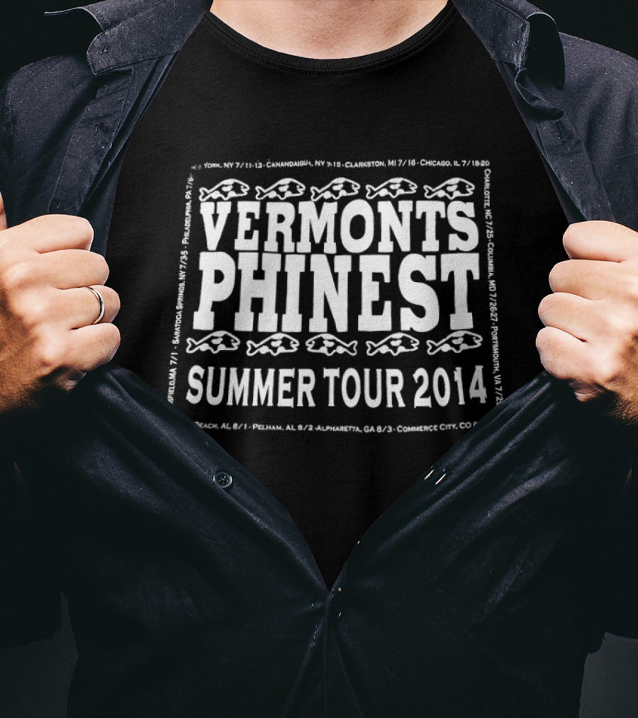 Vermont's Phinest Summer Tour 2014 Fish Motif T-Shirt