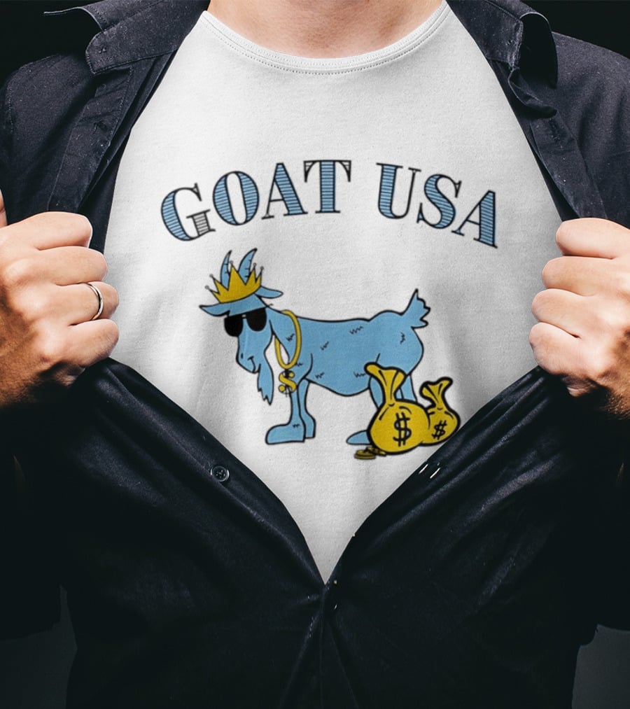 GOAT USA Cash Money Crowned Goat With Sunglasses And Gold Chains T-Shirt