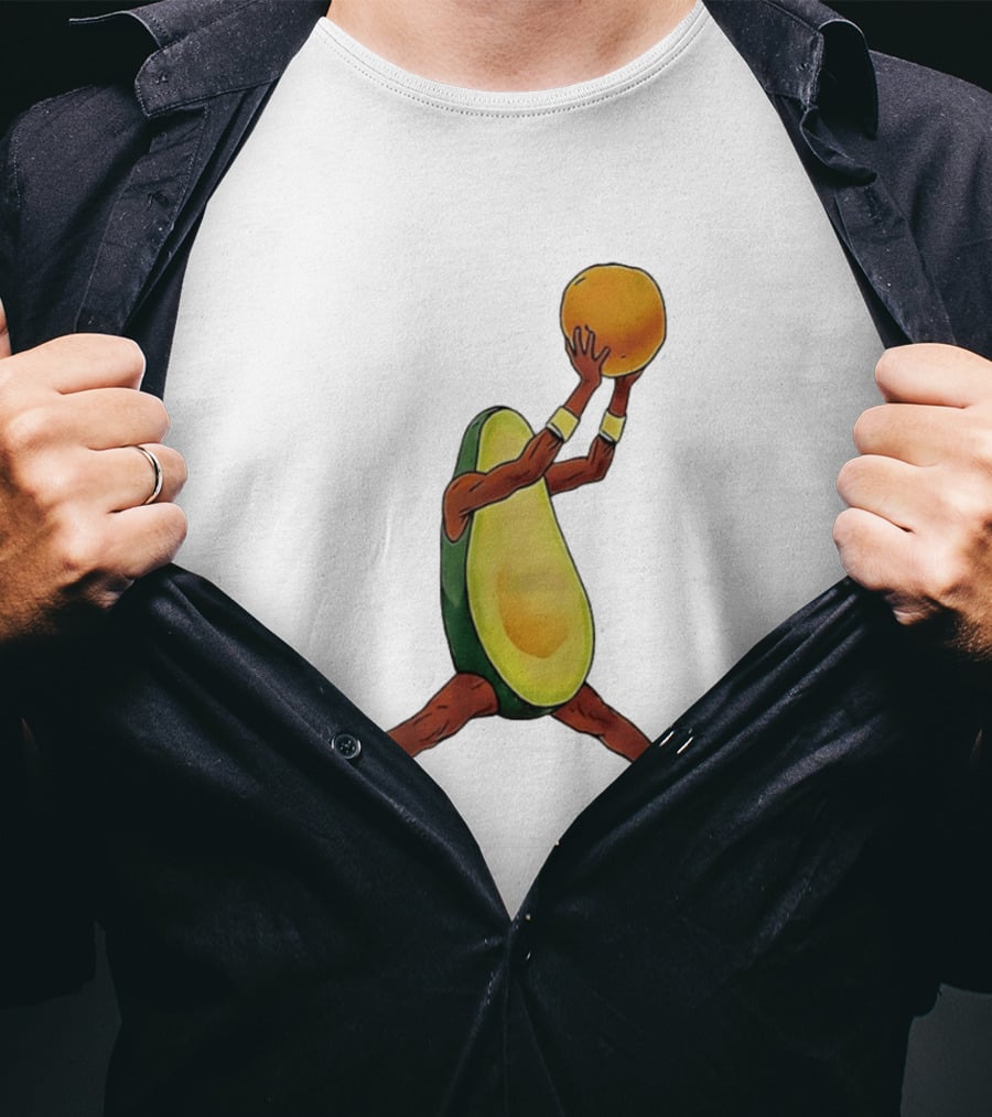 Avocado Basketball Athlete Dunking Fruit T-Shirt