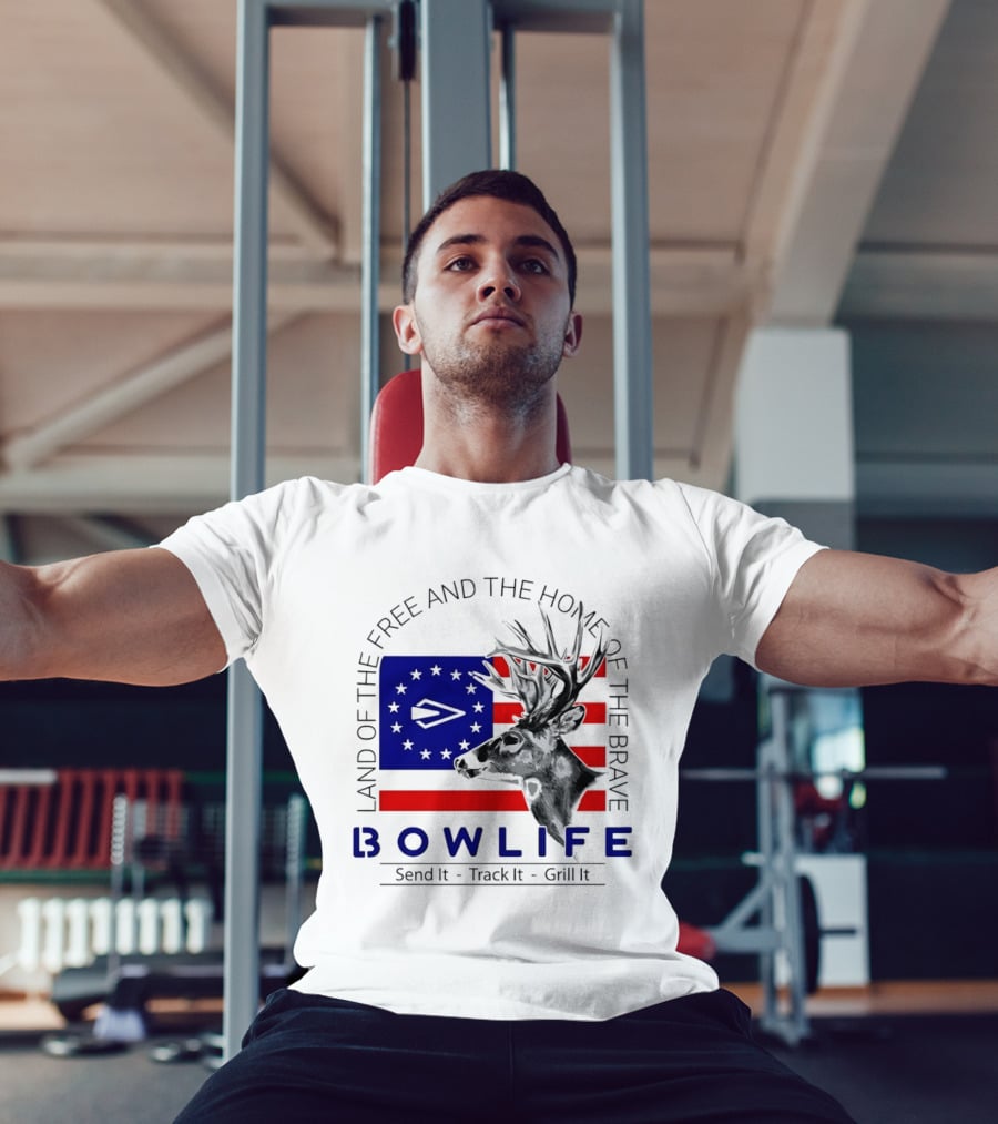 Land Of The Free Home Of The Brave Bow Life Send It Track It Grill It T-Shirt