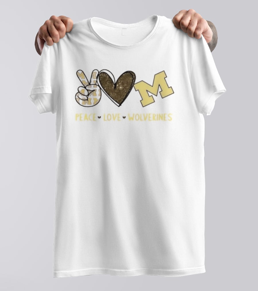 Peace Love Michigan Wolverines Iconic Team Spirit T-Shirt