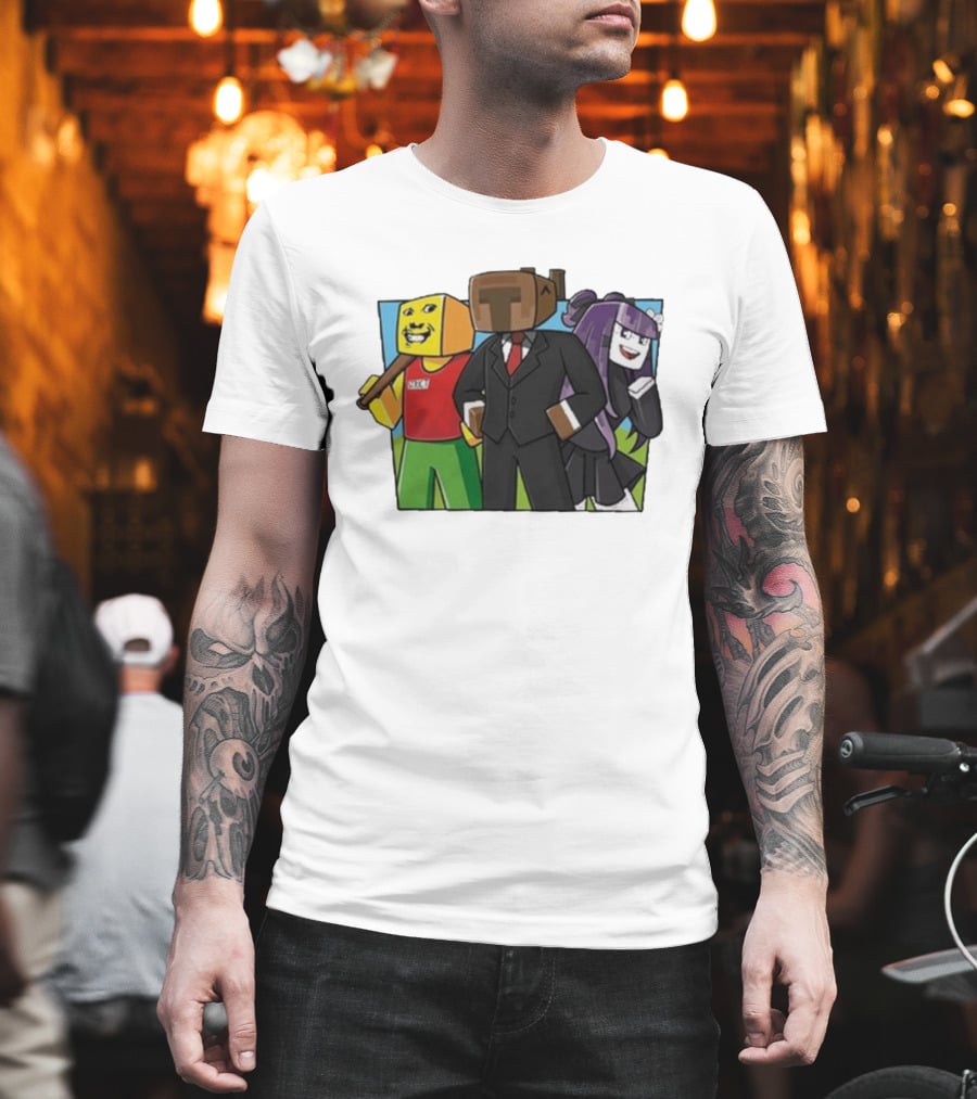 Jocuri Horror Sky Pixel Characters In Suits And Costumes T-Shirt