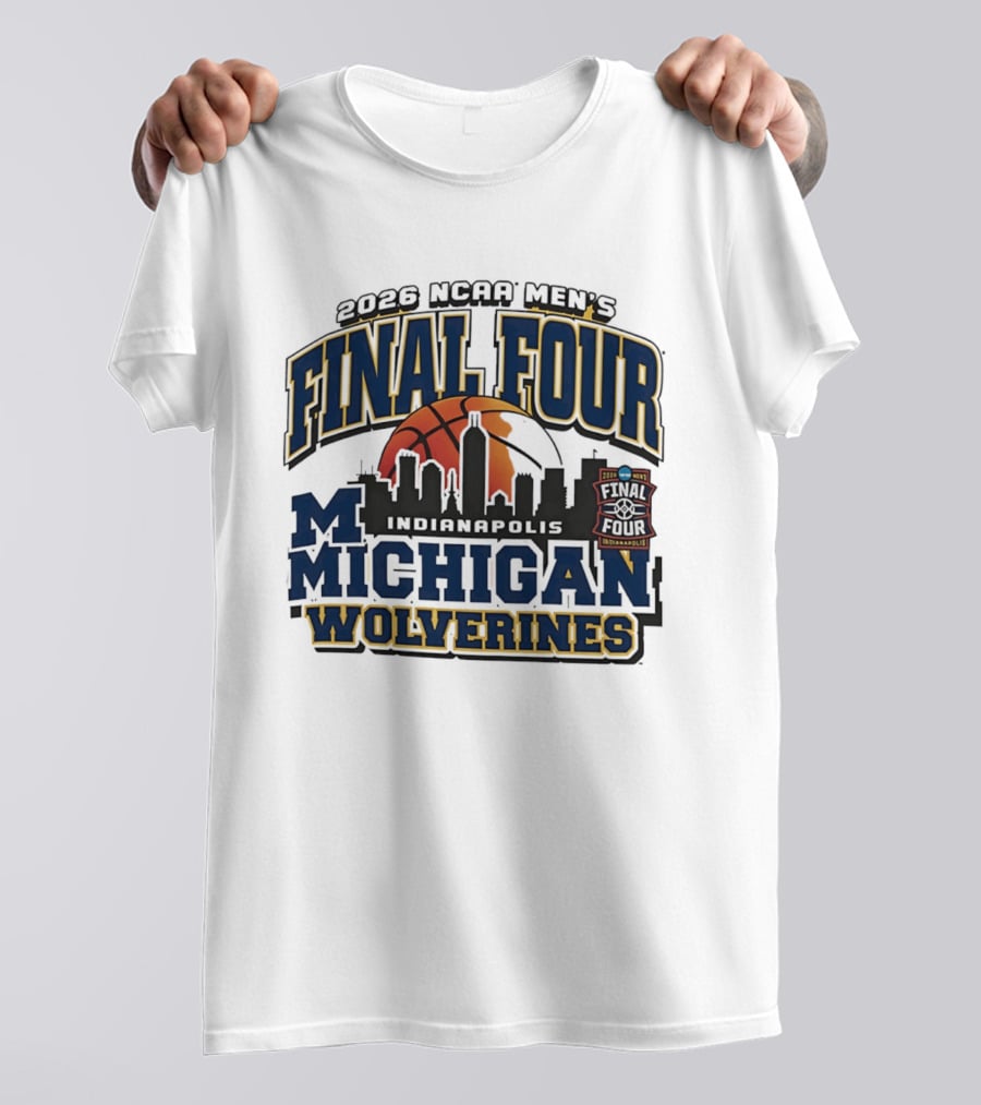 2026 NCAA Men's Final Four Michigan Wolverines Indianapolis Skyline Basketball T-Shirt