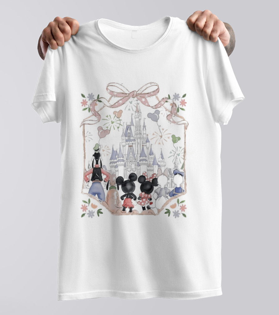 Family Mickey Cartoon Castle Fireworks Most Magical Place On Earth T-Shirt