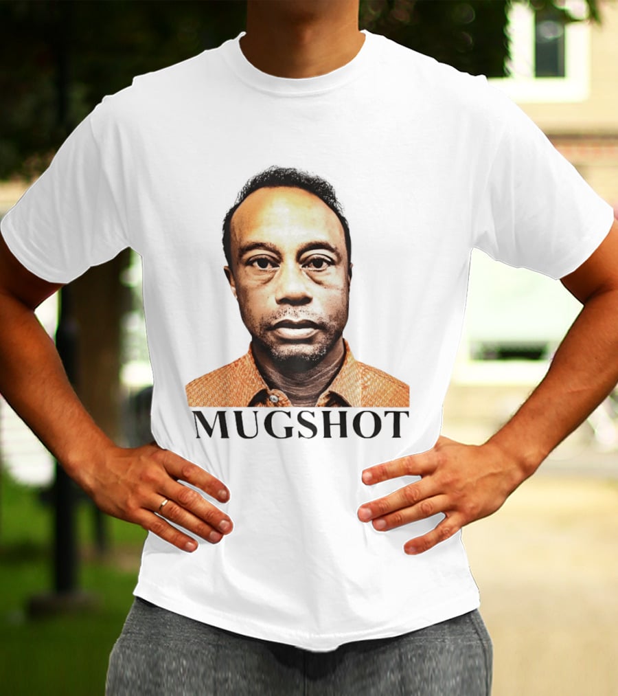 Tiger Shot Face Parody With Golf T-Shirt