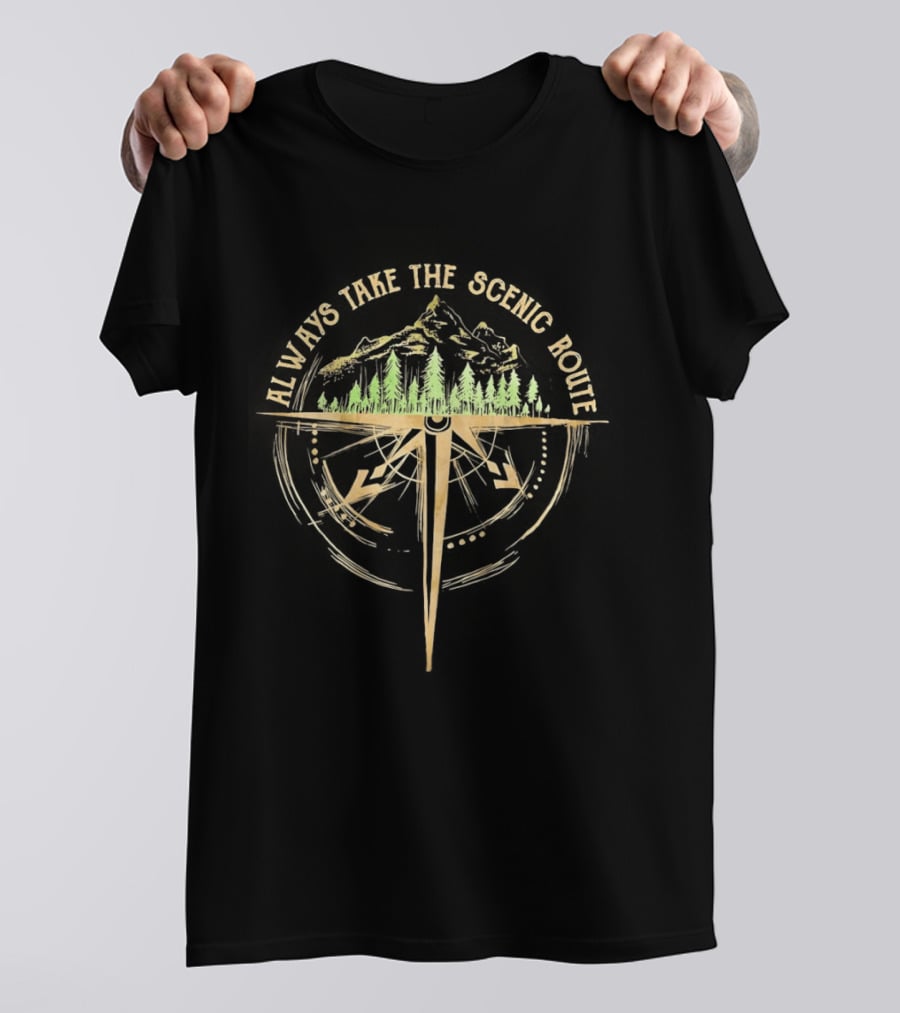 Always Take The Scenic Route Compass Forest Adventure T-Shirt