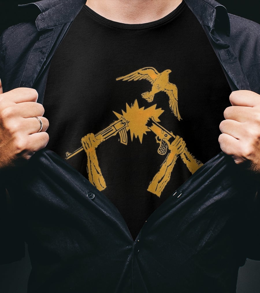 Anti War No Gun Peace Symbol Bird Explosion T-Shirt