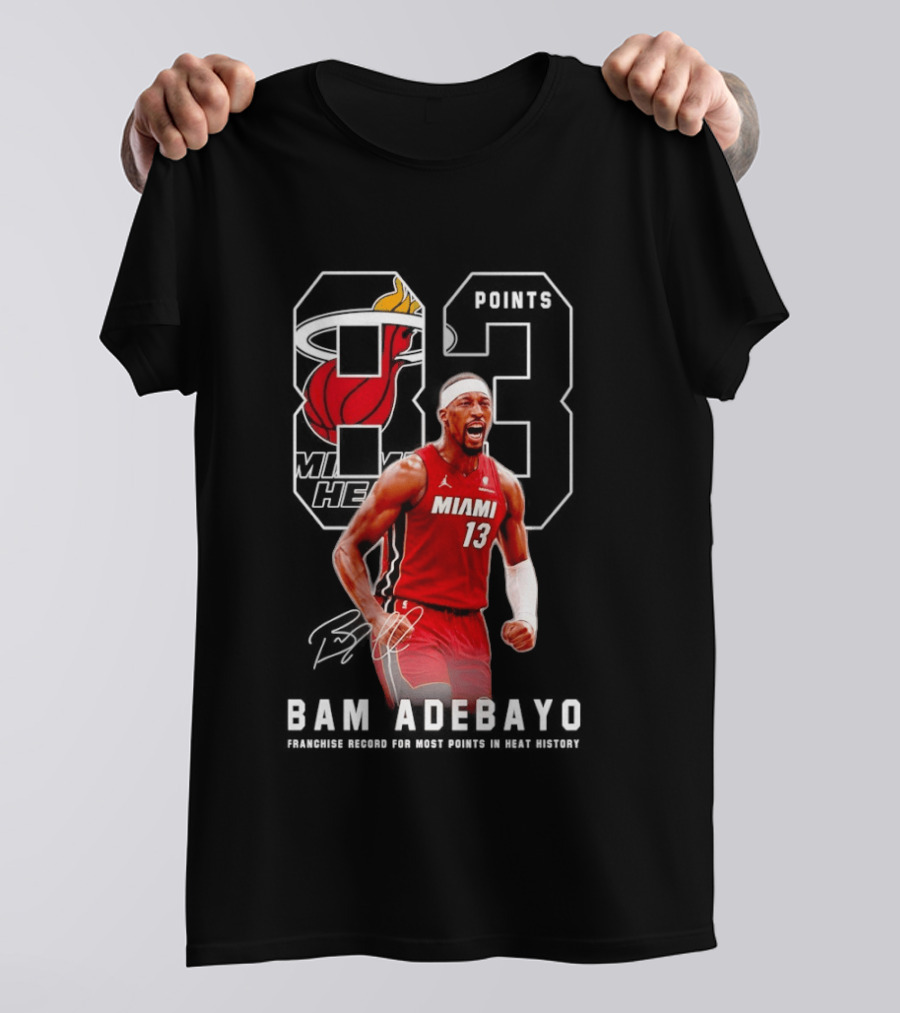 Bam Adebayo Miami Heat 13 Franchise Record Most Points In History T-Shirt