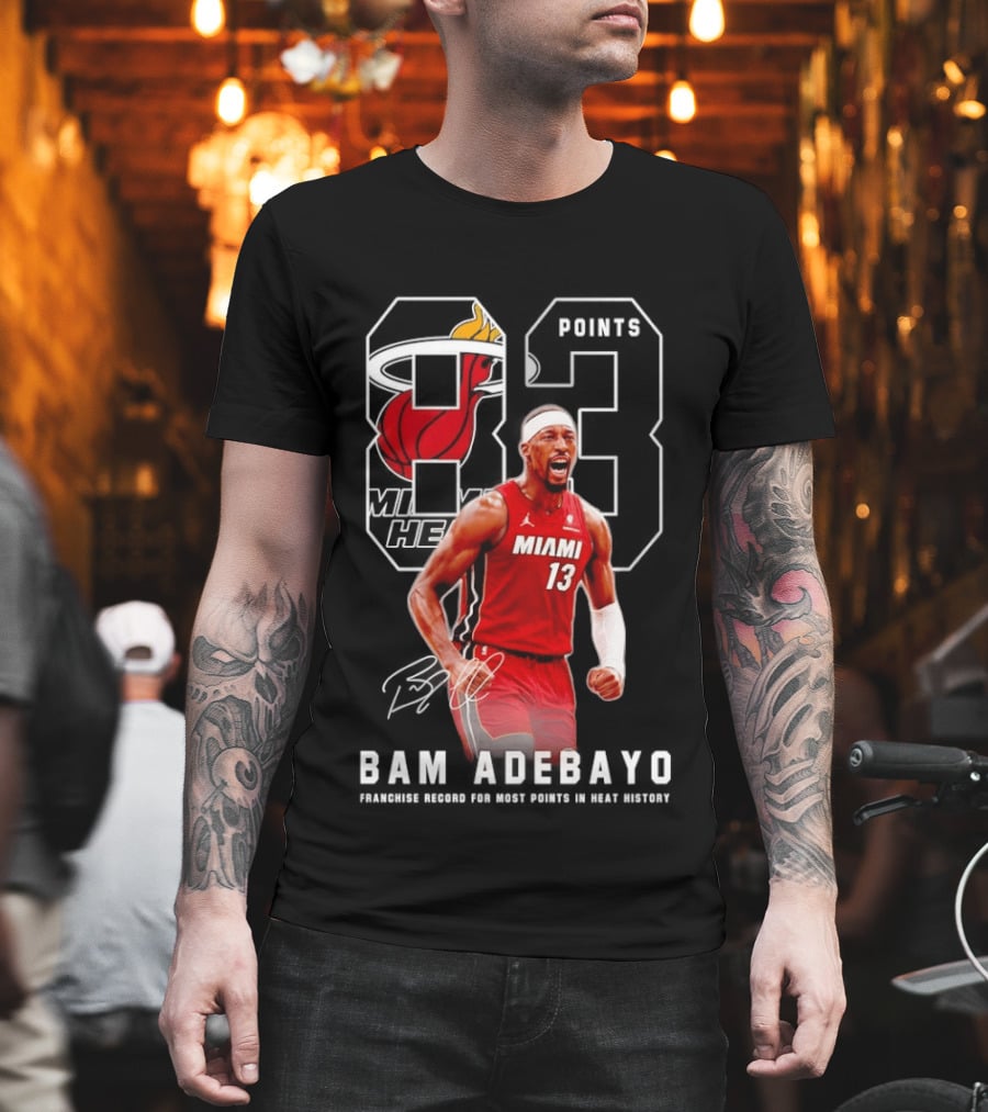Bam Adebayo Miami Heat 13 Franchise Record Most Points In History T-Shirt