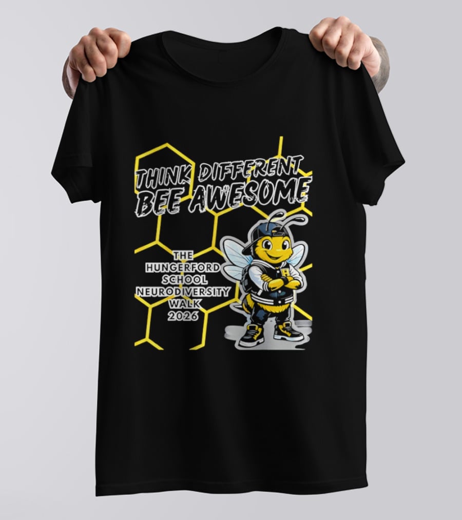 Think Different Bee Awesome The Hungerford School Neurodiversity Walk 2026 T-Shirt