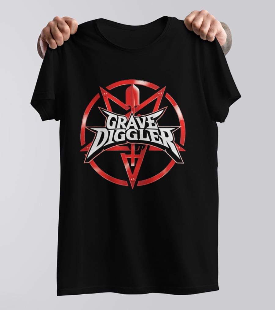 Grave Diggler Red Symbol With Cross And Sword T-Shirt