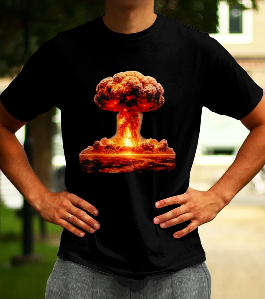 Fiery Destruction Mushroom Cloud Nuclear Bomb Explosion T-Shirt
