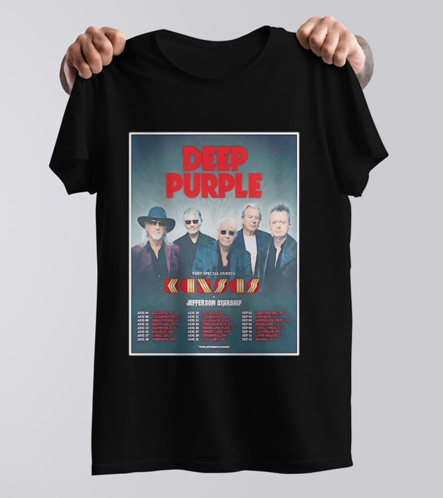 Deep Purple Tour 2026 Featuring Kansas Jefferson Starship North America Dates T-Shirt