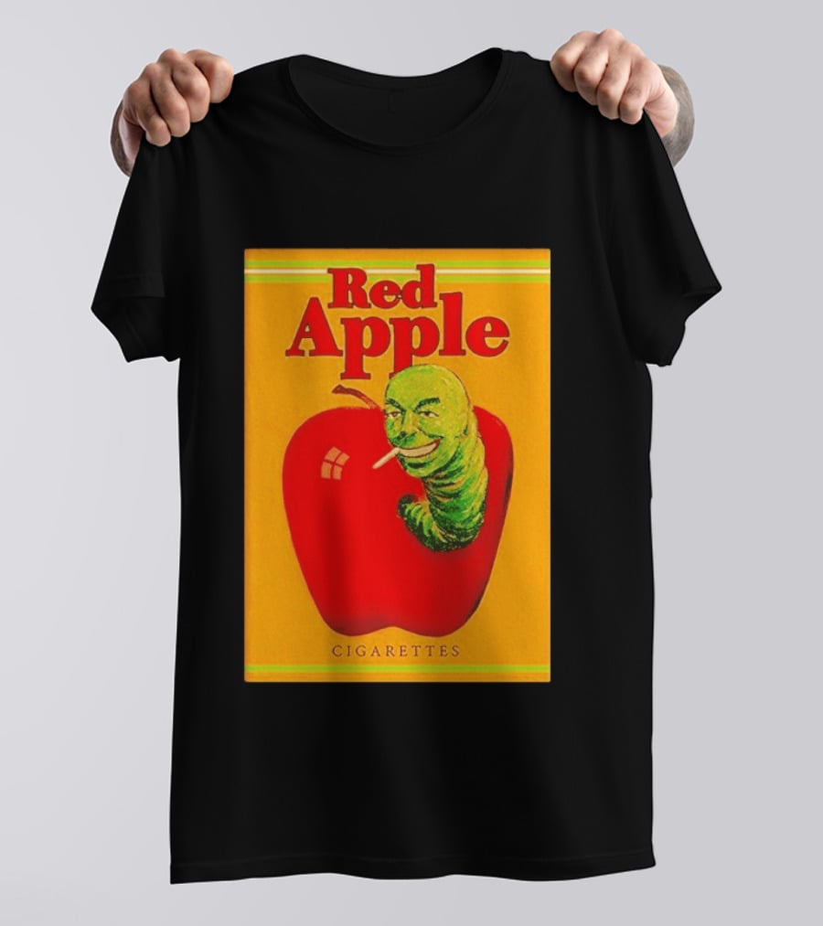 Red Apple Cigarettes Worm Character On Apple T-Shirt