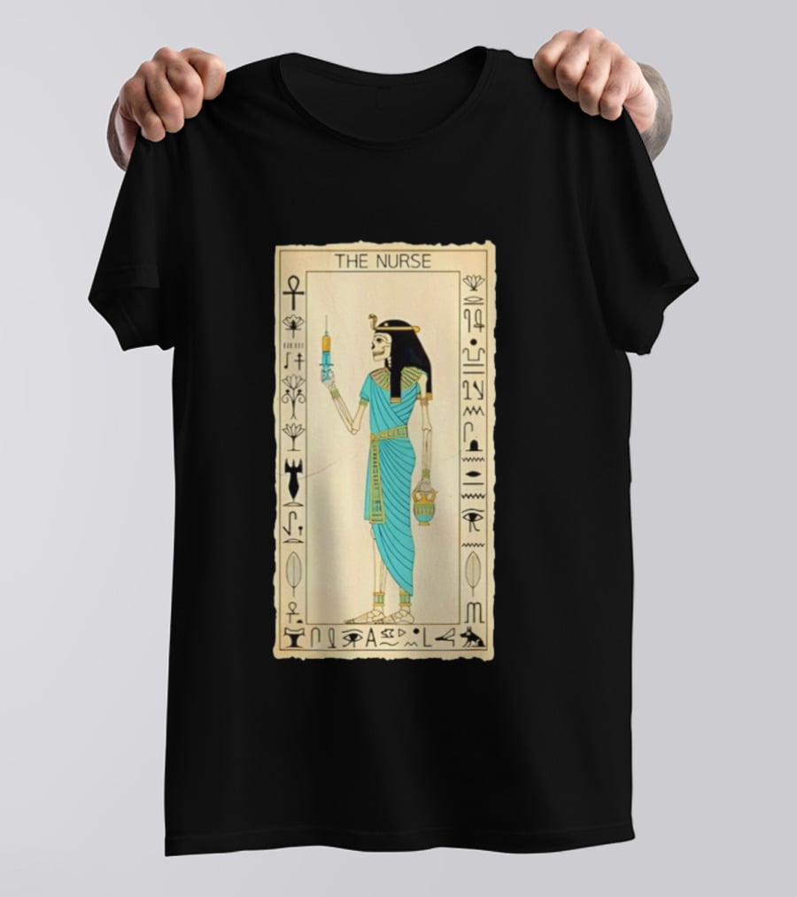 The Nurse Egyptian Skeleton Tarot Card Medical Goth T-Shirt