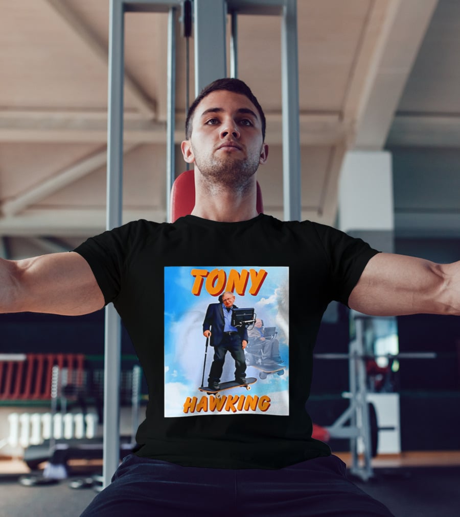 Tony Hawking Skateboard Fusion Surreal Humor T-Shirt