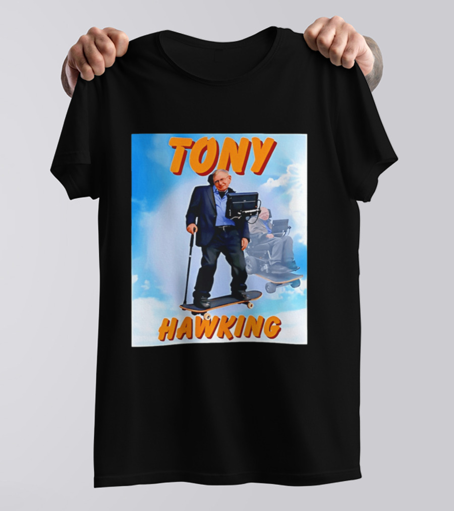 Tony Hawking Skateboard Fusion Surreal Humor T-Shirt