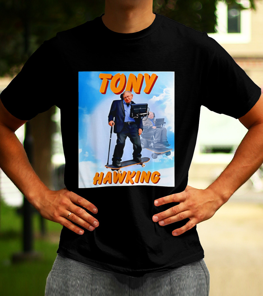 Tony Hawking Skateboard Fusion Surreal Humor T-Shirt