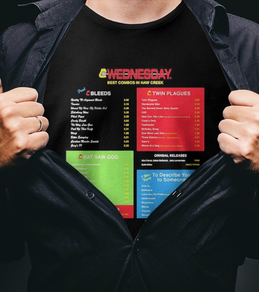 Wednesday Best Combos In Haw Creek Twin Plagues Rat Saw God Release T-Shirt