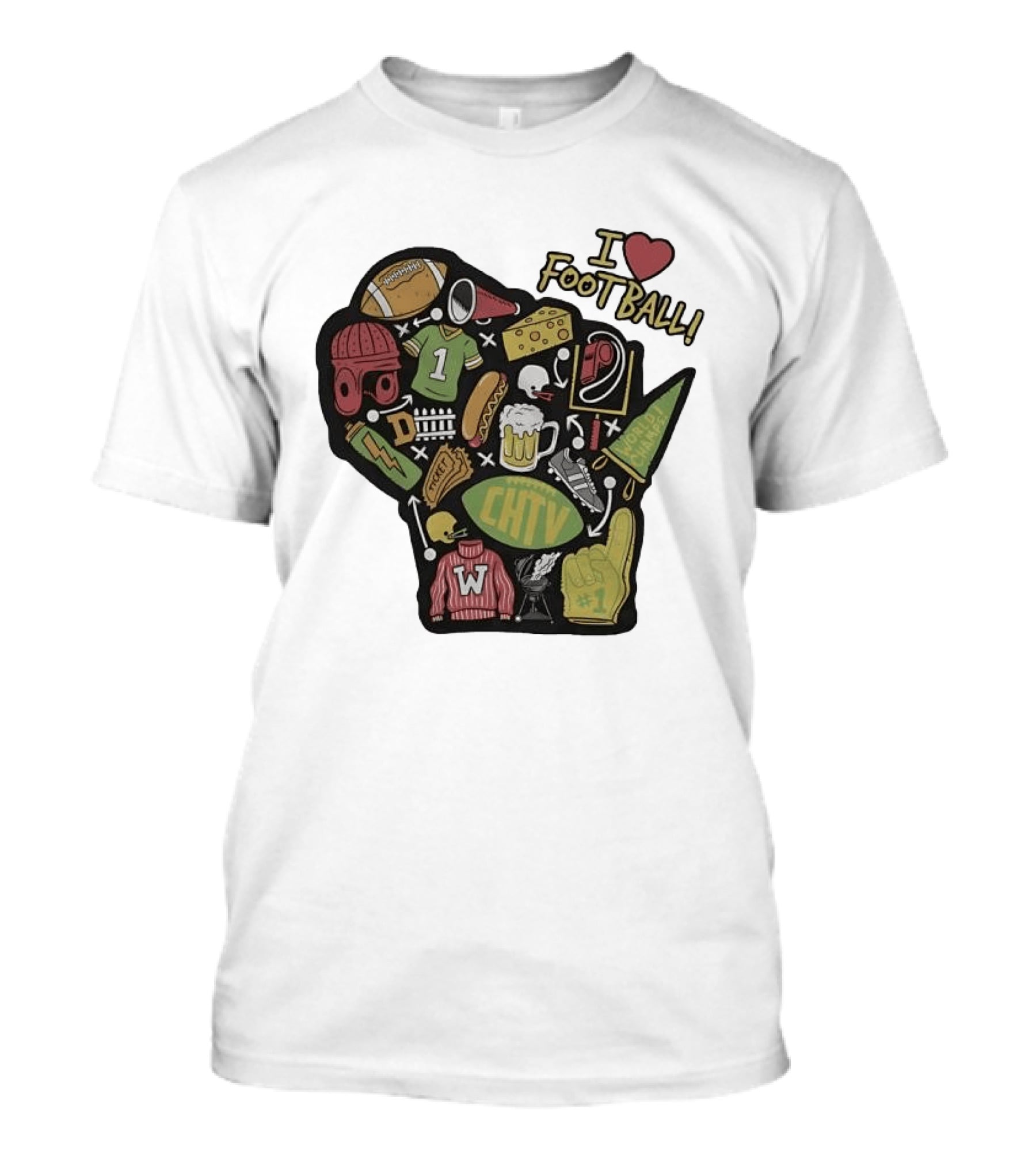 I Love Football Wisconsin Football T-Shirt