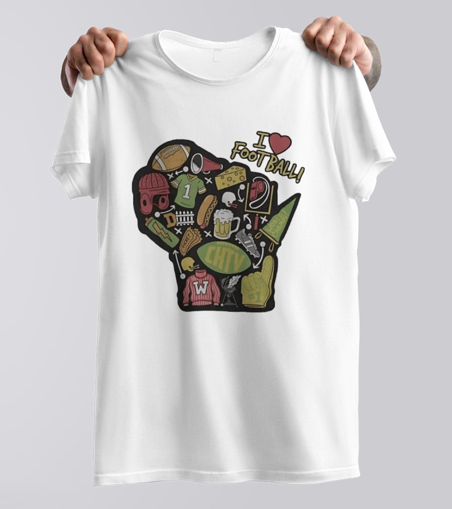 I Love Football Wisconsin Football T-Shirt