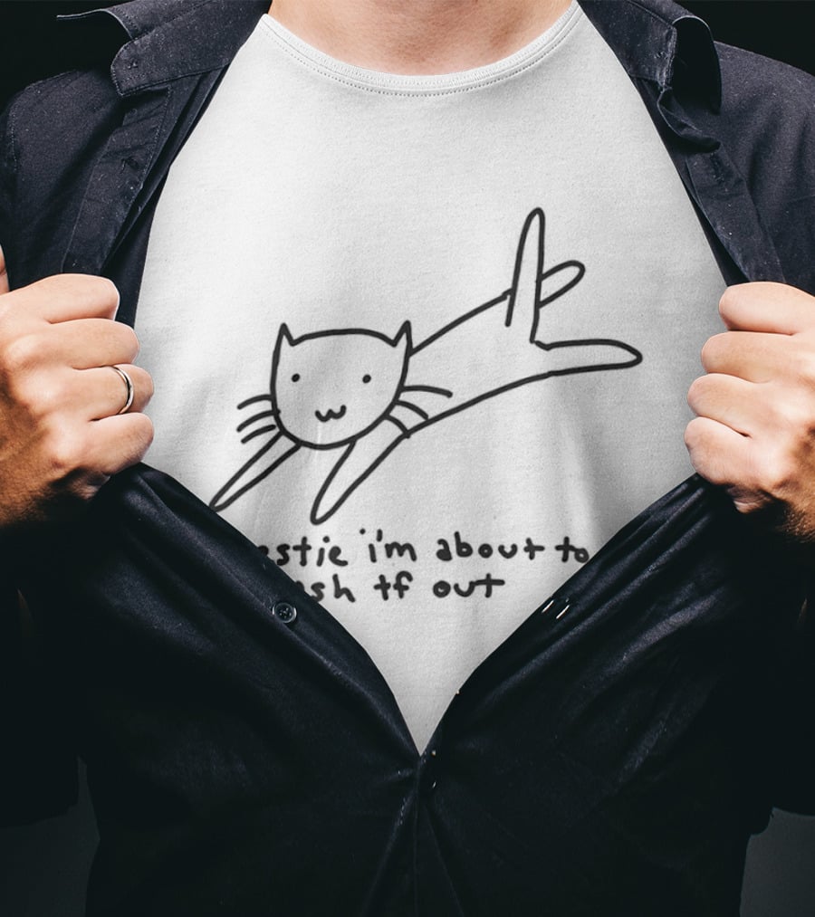 Bestie I'm About To Crash Out Cat Drawing T-Shirt