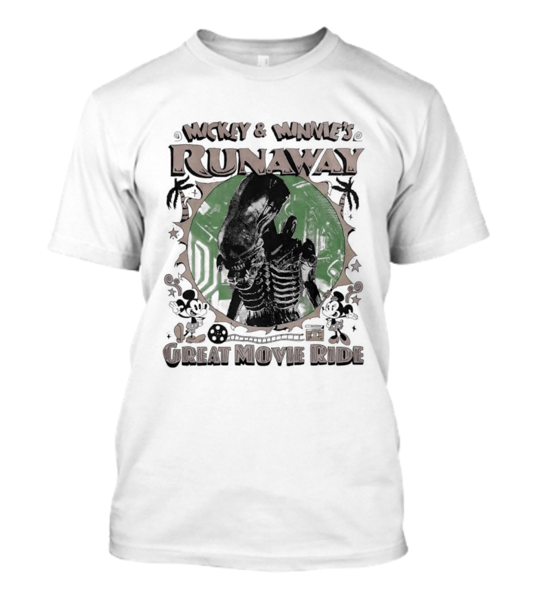 Mickey And Minnie's Runaway Great Movie Ride Xenomorph Alien T-Shirt