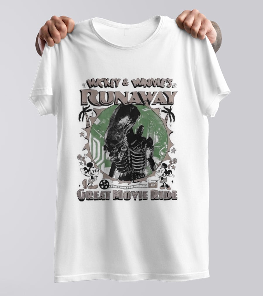 Mickey And Minnie's Runaway Great Movie Ride Xenomorph Alien T-Shirt