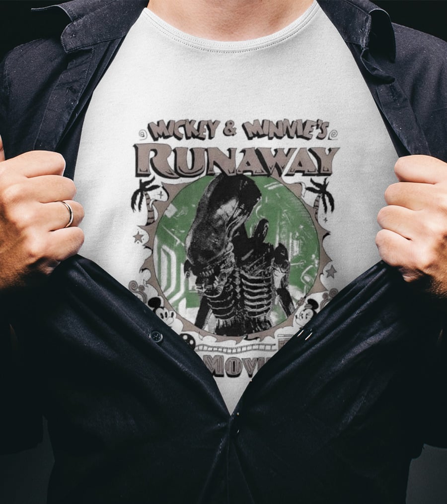 Mickey And Minnie's Runaway Great Movie Ride Xenomorph Alien T-Shirt