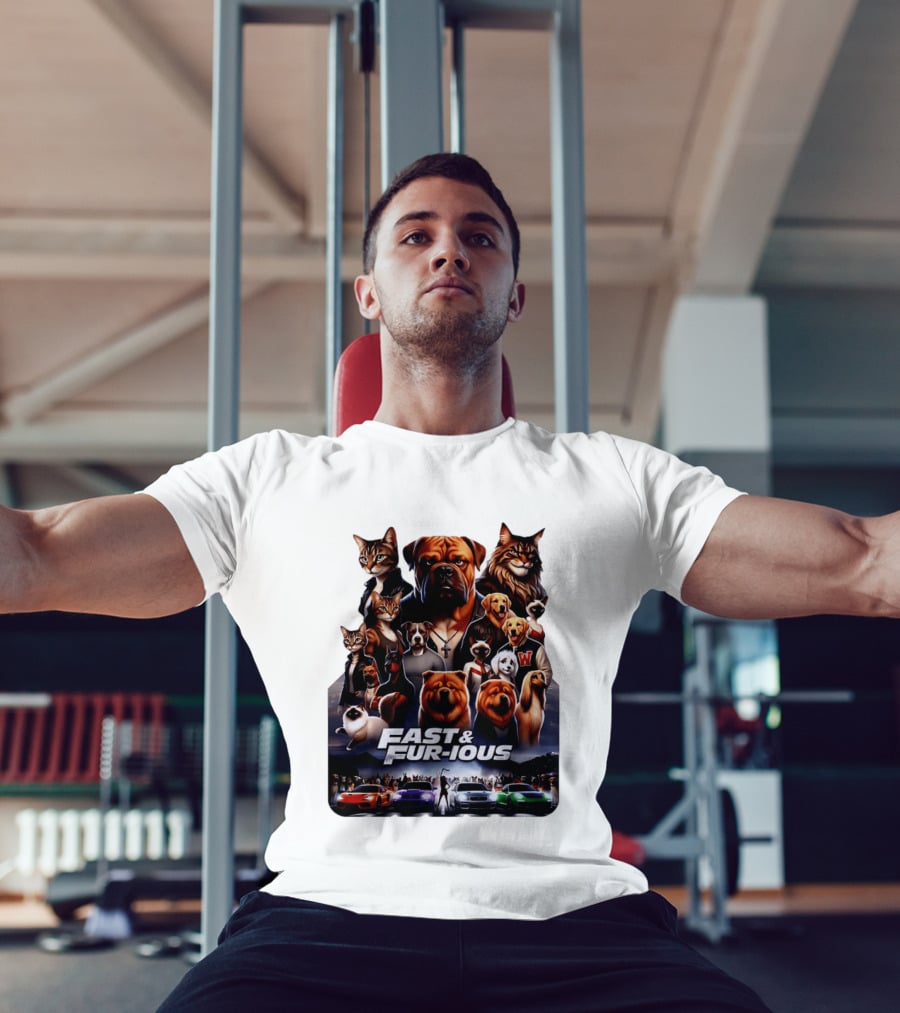 Fast & Fur Ious Dogs And Cats Mashup With Cars T-Shirt