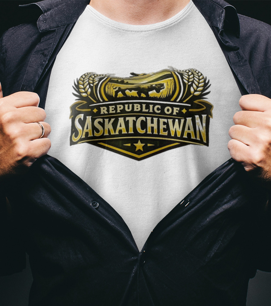 Republic Of Saskatchewan Wheat And Lion T-Shirt