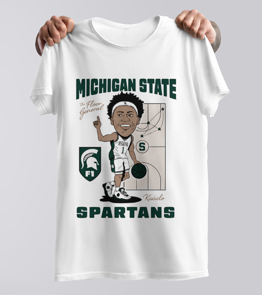 Michigan State Spartans Jeremy Fears Jr The Floor General Caricature T-Shirt