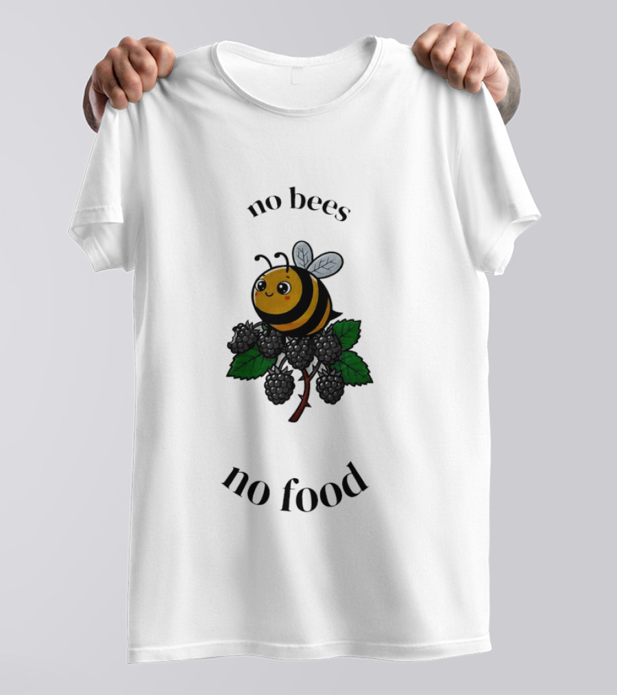 No Bees No Food Cute Bee On Leaf T-Shirt